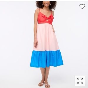 Colorblock tie-front cutout midi dress size 0 (dr2)